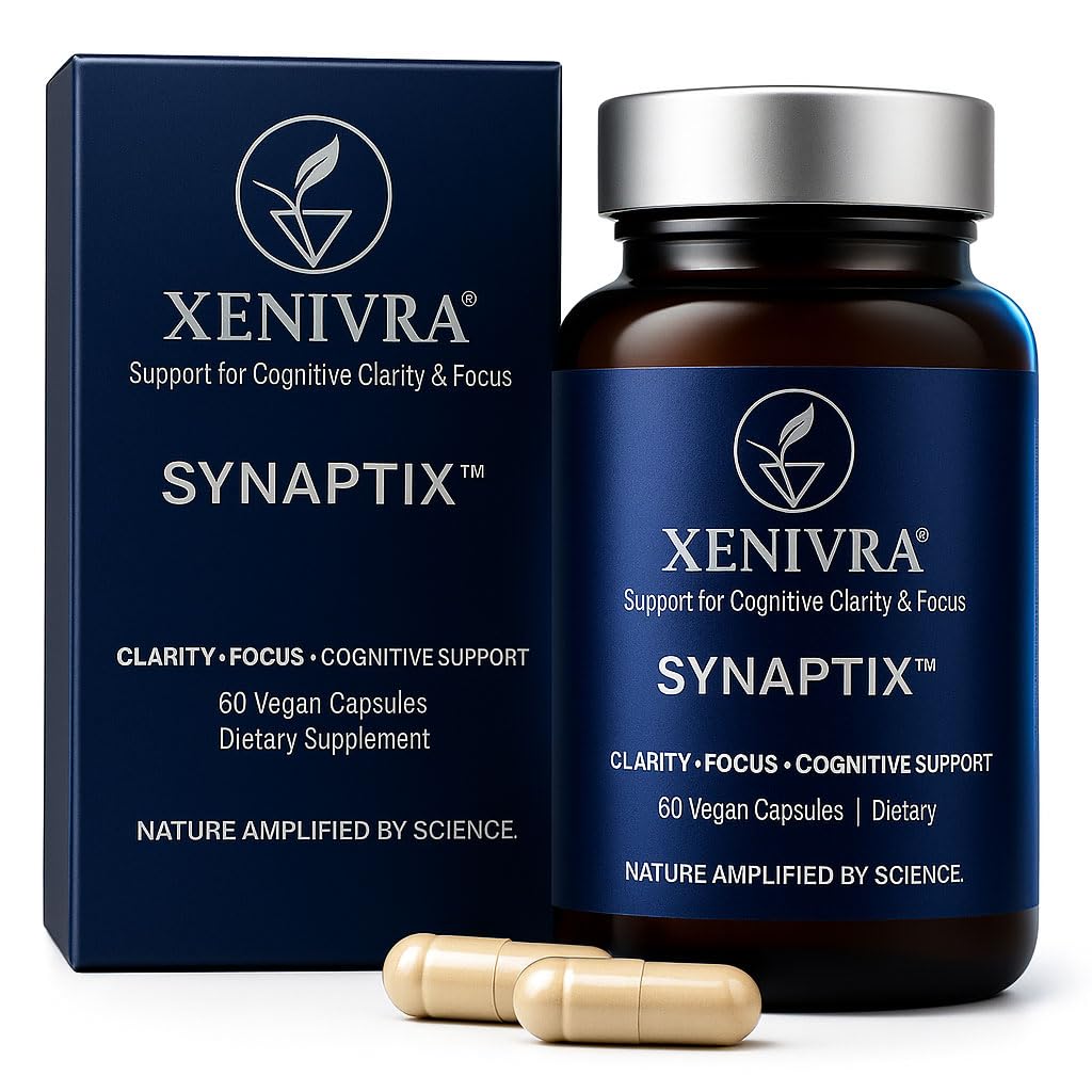 Xenivra Synaptix™ Natural Nootropic Brain Supplement | Herbal Memory & Focus Pills with Citicoline, L-Theanine, Lion’s Mane, Bacopa & Rhodiola | Mental Clarity & Brain Fog Support | 60 Vegan Capsules
