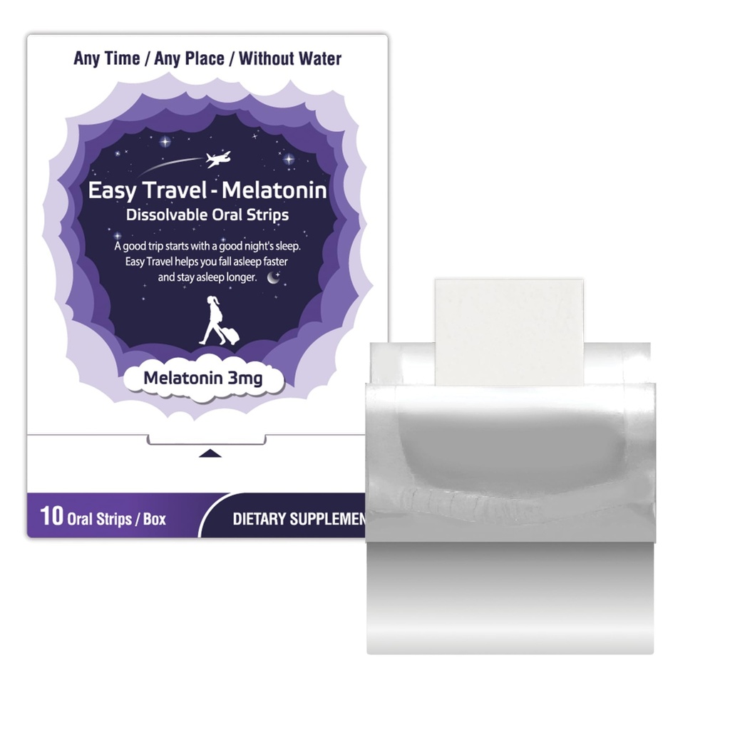 Labottach Easy Travel Melatonin 3mg Dissolvable Strips – Quick Dissolve Sleep Aid for a Restful Night's Sleep, 10-Count, White