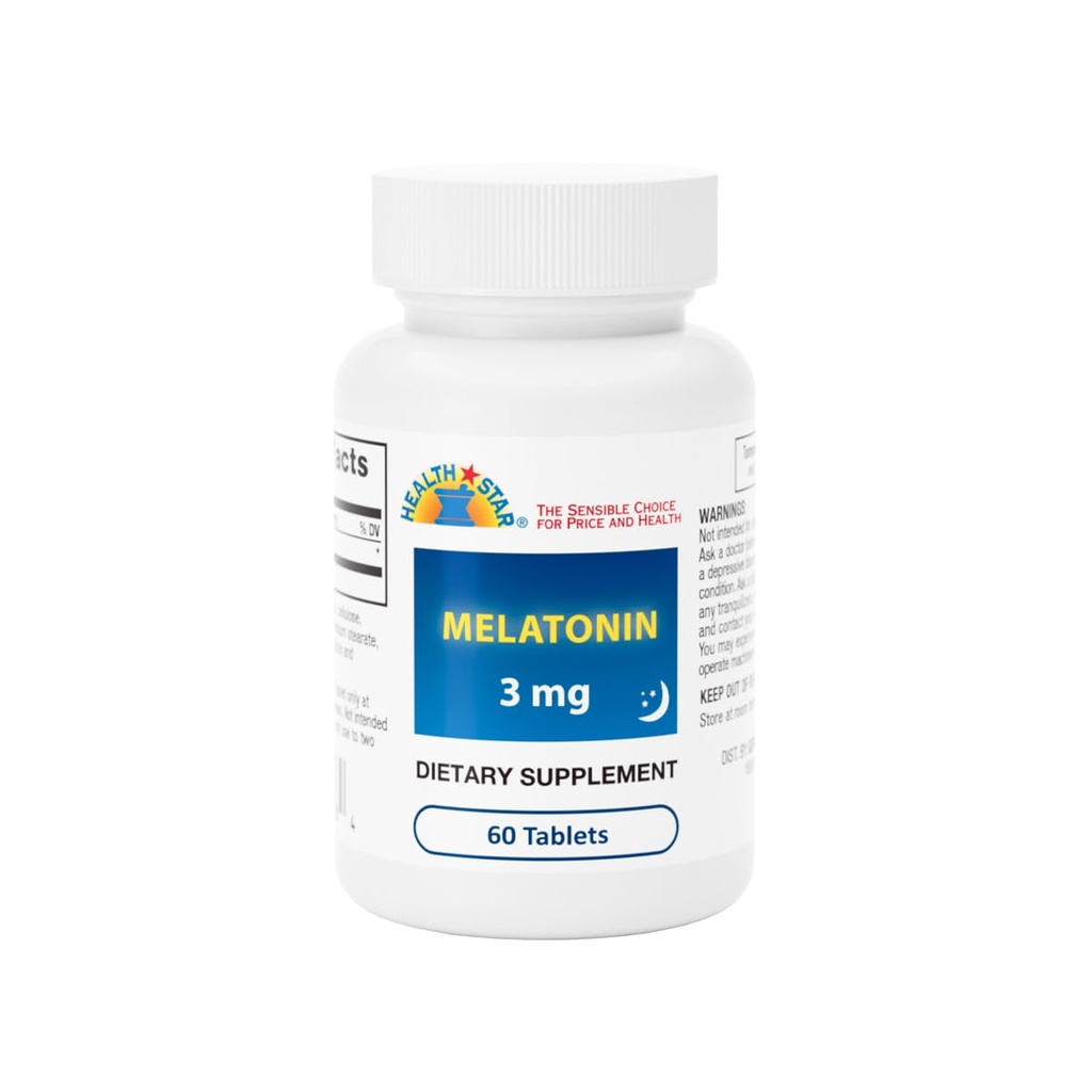 GeriCare Melatonin 3mg Tablets, Balances Nighttime Routine - Helps Adjust to Changing Schedules - Promotes Restful Evenings – Easy-to-Take Tablets, 60 Count (Pack of 1)