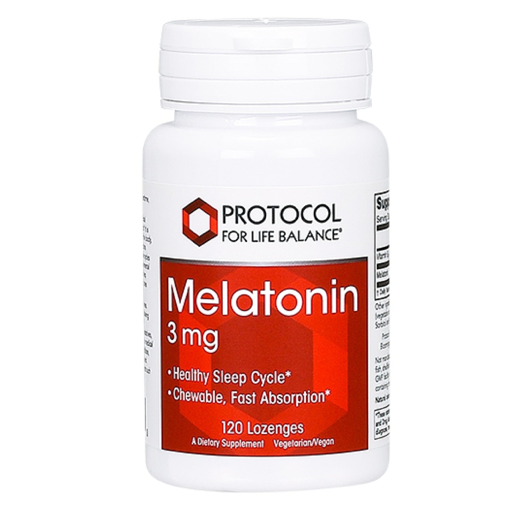 PROTOCOL FOR LIFE BALANCE Melatonin 3mg - Melatonin Supplement - for Adults - Chewable Melatonin Lozenges - Kosher - 120 Lozenges