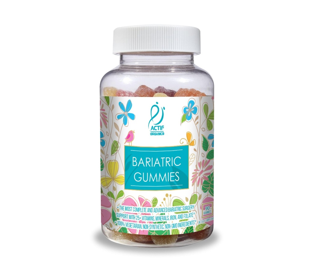 ACTIF Organic Bariatric Gummies with 25+ Organic Vitamins and Minerals for Bariatric Surgery Gastric Bypass Surgery, Advanced Formula - 90 Count