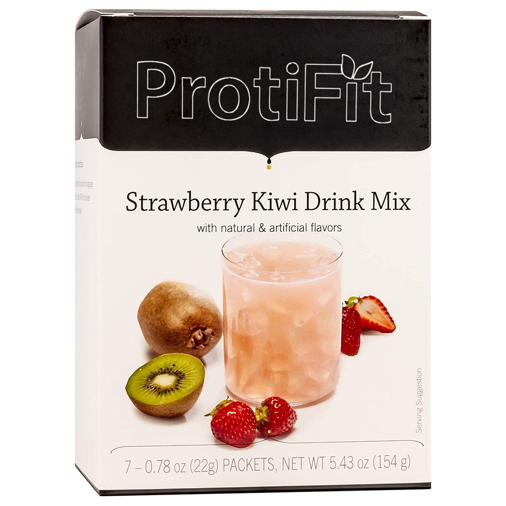 PROTIFIT - High Protein Fruit Flavored Powder Drink Mix, 15g Protein, Low Calorie, Sugar Free, Ideal Protein Compatible, 7 Servings Per Box (Strawberry Kiwi)