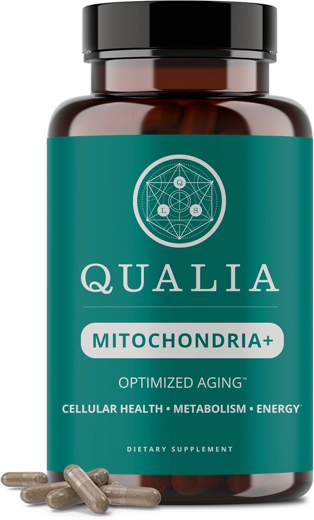 Qualia Mitochondria+ Silencio El Suplemento Más Avanzado para NAD+, Energía Celular, Metabolismo " Reparación para un mejor envejecimiento w/35+ Boosters NAD Resveratrol " Más TEN 160 Ct ANTE 1 Mes de Suministro