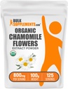 BulkSupplements.com Organic Chamomile Extract Powder - Herbal Supplement, Sourced from Chamomile Flowers - Vegan & Gluten Free, 800mg per Serving, 100g (3.5 oz) (Pack of 1)