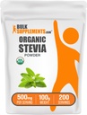 BulkSupplements.com Organic Stevia Powder - Pure Sweetener, Sourced from Stevia Leaves, Herbal Supplement - Vegan & Gluten Free, 500mg per Serving, 100g (3.5 oz) (Pack of 1)