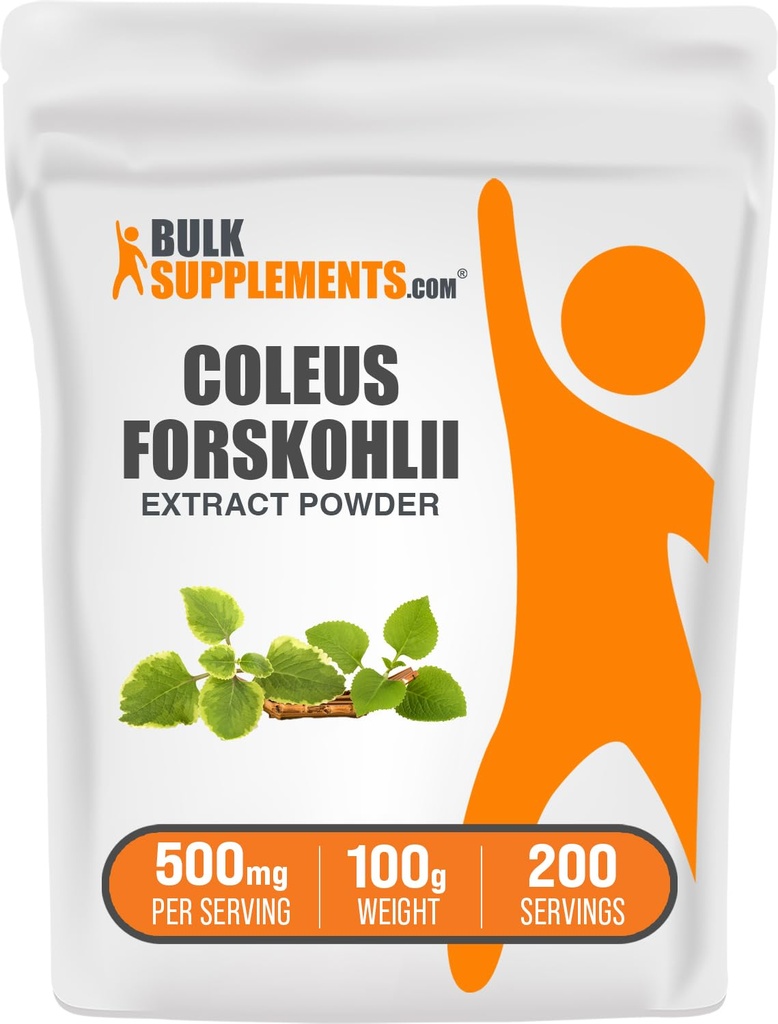 BulkSupplements.com Coleus Forskohlii Extract Powder - Forskolin Supplement, Forskolin Powder - Herbal Supplement, Gluten Free, 500mg per Serving, 100g (3.5 oz) (Pack of 1)