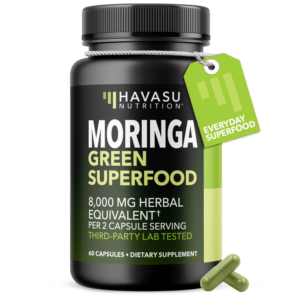 Moringa Capsules 800mg Per Serving- Moringa Leaf Extract for Immune Support - Green Superfood Capsules - Multivitamin Moringa Supplement - 60 Count - Vegan, Non-GMO, Gluten Free - 30 Servings