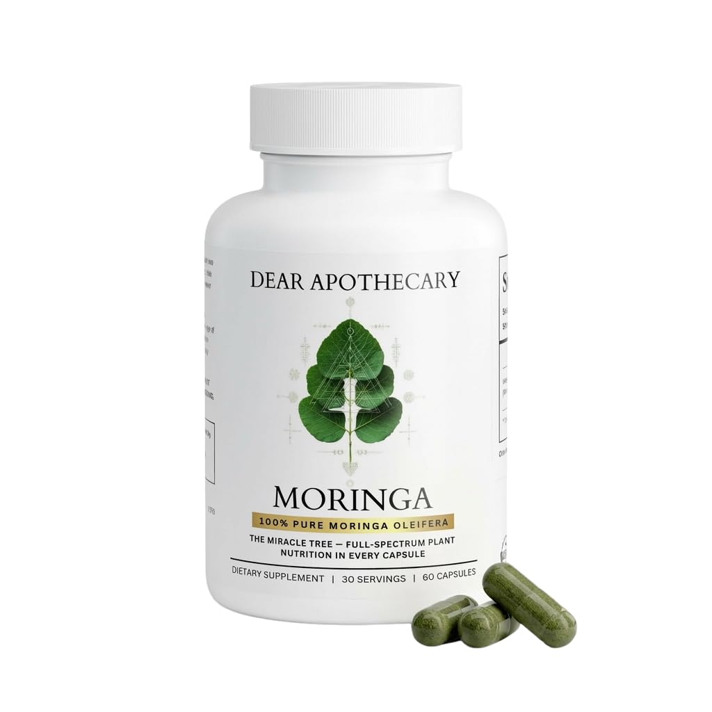 Moringa Oleifera Capsules 800mg - Pure Leaf Powder Superfood with Antioxidants Vitamins Minerals Amino Acids - Energy Immune Support Green Supplement for Men Women - Vegan Non-GMO - 60 Count