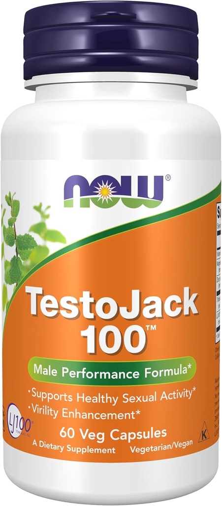 AHORA Suplementos de alimentos, TestoJackTM 100 con LJ100®, un potente extracto estandarizado de Tongkat Ali (Eurycoma longifolia), Tribulus y ZMA®, 60 cápsulas de verduras