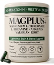 Magnesium L-Threonate with Apigenin, Valerian Root & L-Theanine – No Melatonin Restful Sleep & Brain Supplement – Clinically Studied 7-Ingredient Formula – Memory & Focus – 60 Capsules