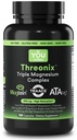 Threonix Triple Magnesium Complex - Magtein L-Threonate, Bisglycinate Chelate TRAACS & ATA Mg - Brain, Sleep, Mood & Focus Support - High Absorption, Gentle on Stomach - 120 Capsules