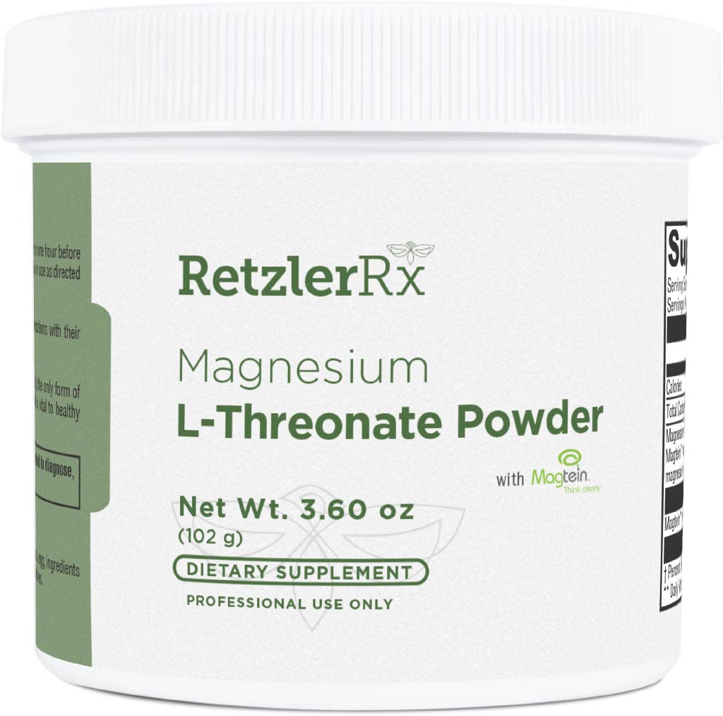 RetzlerRx Magnesium L-Threonate Powder with Magtein® - Brain-Supporting Magnesium Threonate Complex - Unflavored, Gluten-Free Supplement for Cognitive Health - 60 Servings