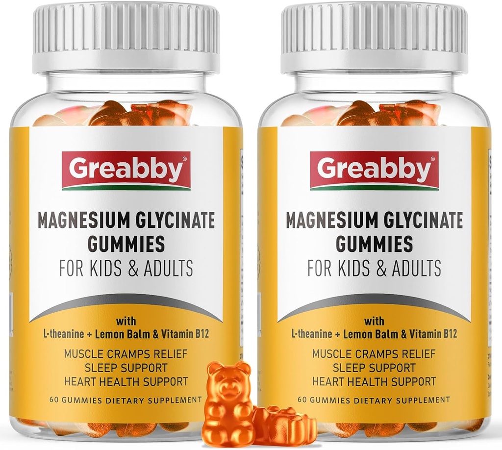 Magnesium Glycinate Gummies for Kids & Adults - Magnesium Glycinate 300mg Chewable Supplement - Promotes Sleep, Muscle, Relaxation (120Count)