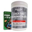 Vital Volumes Tips Card and Equate Creatine Monohydrate - 15.87 Oz (450g) - 5g Per Serving - 90 Servings