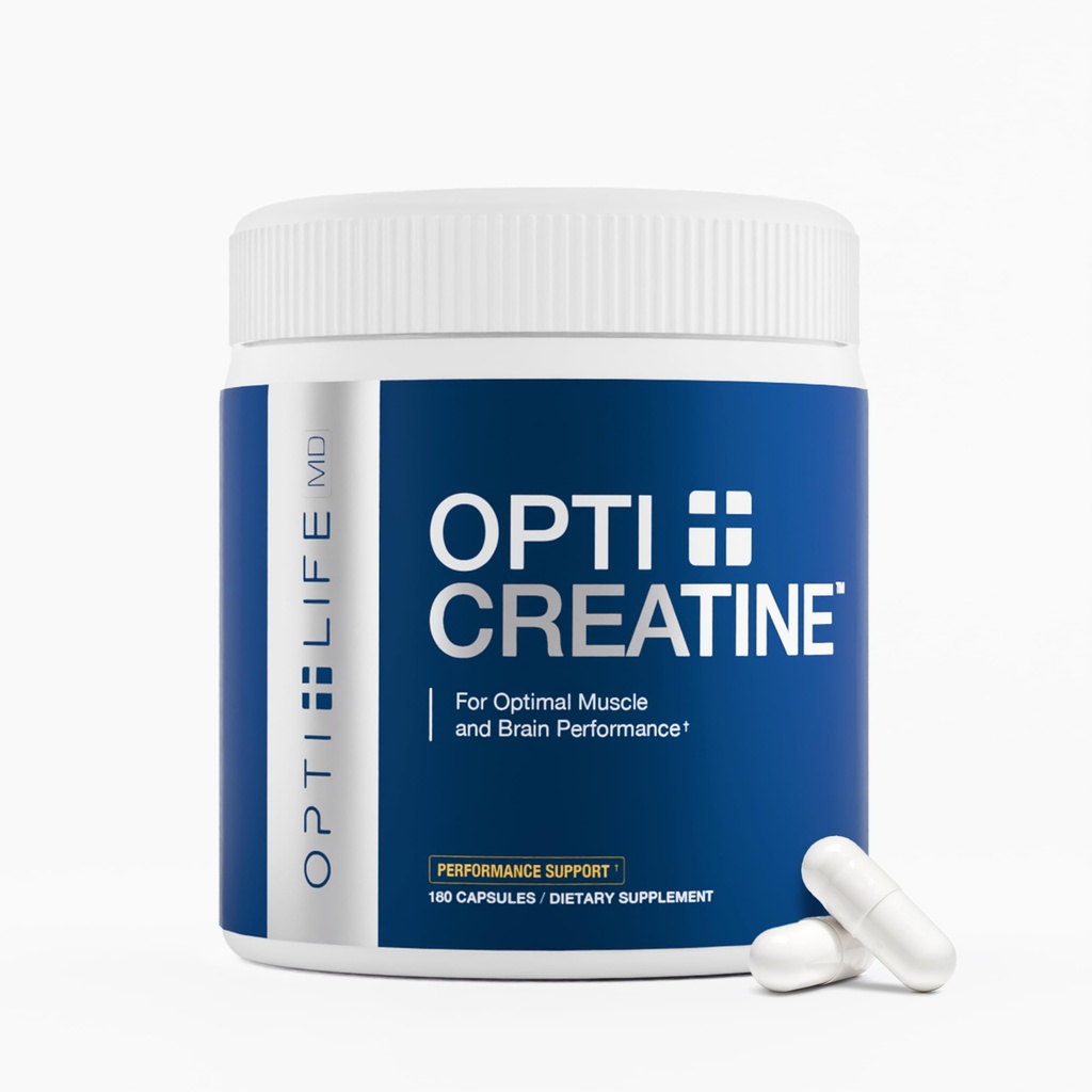 Opti + Creatine Monohydrate Capsules | Support Muscle Recovery, Energy and Healthy Stamina* | Daily Creatine Supplement | 180 Capsules/60 Servings