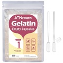 Size 1 Empty Gelatin Capsules with 2 Micro Spoons - 500 Count Empty Clear Capsule - Gel Pill Capsules for Powders Supplements