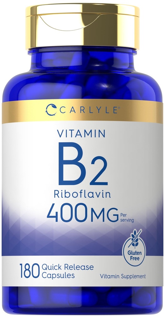 Carlyle Vitamin B-2 400mg | 180 Count | Non-GMO, Gluten Free Supplement | B2 Riboflavin