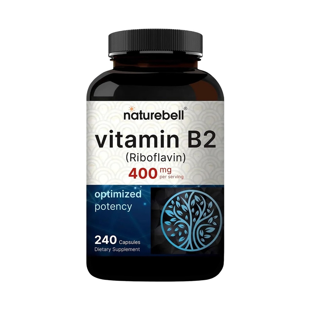 NatureBell Vitamin B2 (Riboflavin) 400mg - 240 Capsules - Supplement for Energy, Skin & Cellular Health* - Non-GMO & Gluten Free - Easily Absorbed