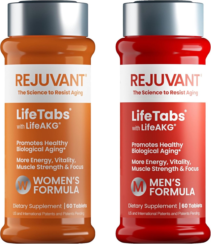 Suplemento de longevidad AKG para hombres y mujeres relevantes - 2 Pack (1 Hombres + 1 Mujeres) 1000MG 98% Pure Calcium Alpha-Ketoglutarate - Patented Sustained-Release Formula for Cellular Repair & Vitality