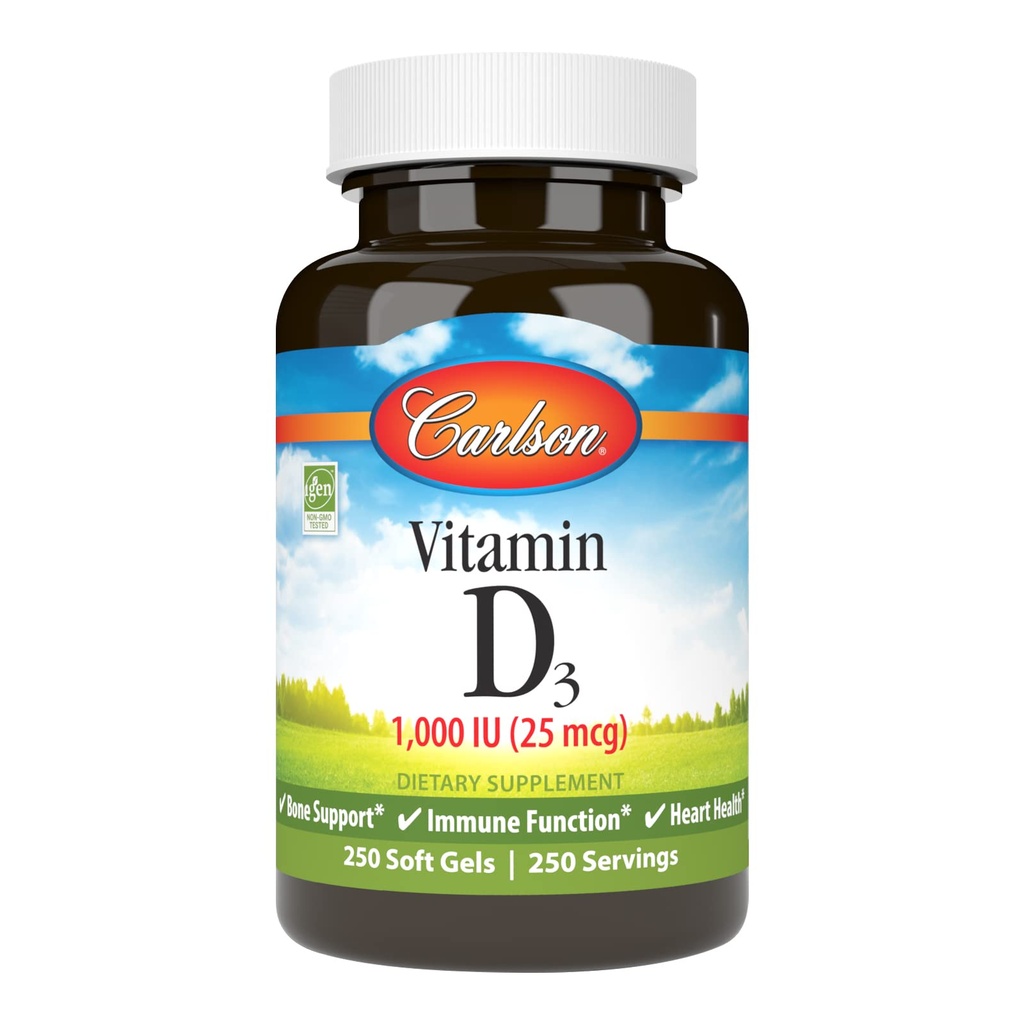 Carlson Vitamin D3, 1000 IU, 250 Softgels