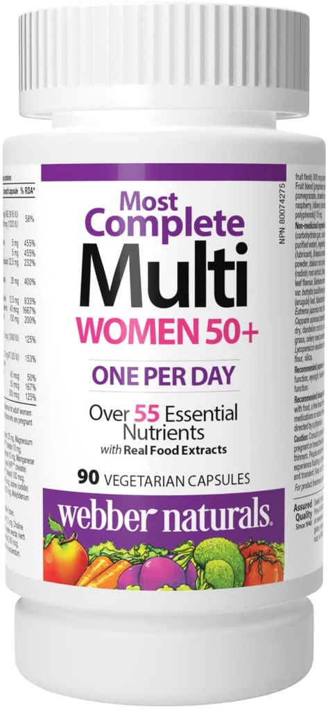 Webber Naturals Women's 50+ Most Complete Multi, 90 Vegetarian Capsules