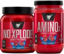 BSN Workout Bundle of NO XPLODE Pre Workout Powder Blue Raz, 30 Servidores AMINO X Muscle Recovery Intra Workout Support, Caffeine Free Blue Raz, 30 Servimientos