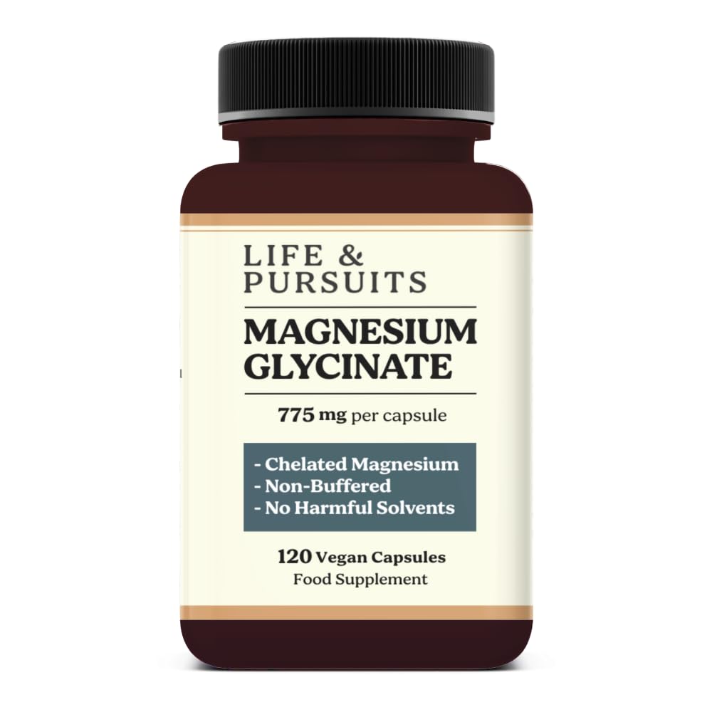 Life & Pursuits Pure Magnesium Glycinate – 120 Vegan Capsules | 100 mg Magnesium per Capsule | High Absorption Chelated, Non-Buffered Supplement | 3rd Party Lab Tested