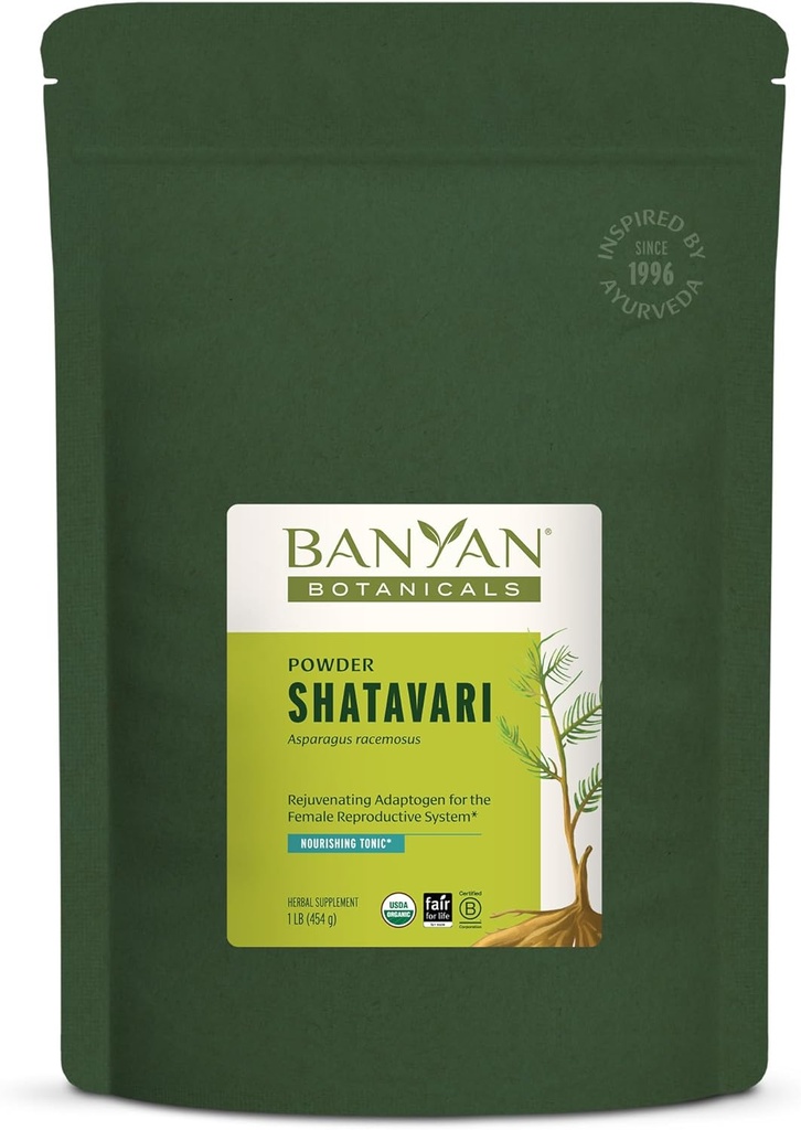 Banyan Botanicals Shatavari Powder – Orgánica Espárragos Racemosus Root Powder – Rejuvenecedora Adaptogen Tonic que apoya un Sistema Reproductivo Saludable* – 1 lb. – No GMO Sosteniblemente Fuente Vegan