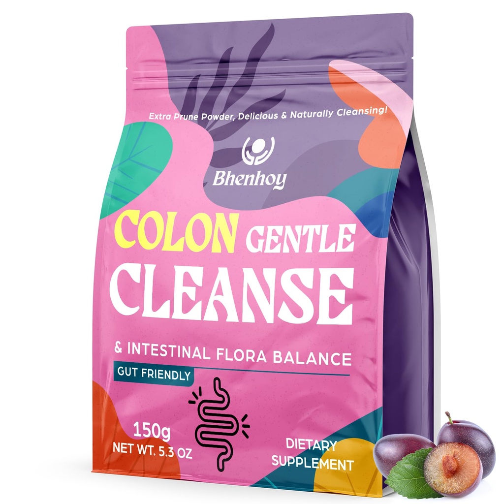 Colon Gentle Cleanse " Detox, Gut Cleanse Detox for Women " Men, for Digestion, Gut Health*, Intestinal Flora*, Constipation*, with 7 Probiotics, Psyllium Husk Powder " Fiber Supplement, Prune, 5.3 OZ