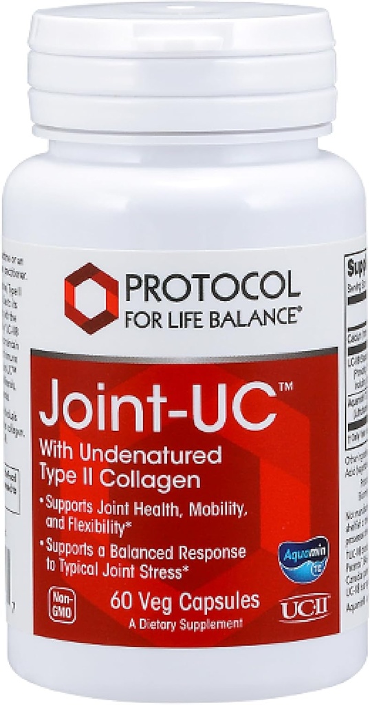 PROTOCOLO PARA LA VIDA BALANCE Conjunto-UC con Collagen- Calcio tipo II sin características &amp; 70+ Trace Minerales - Suplemento de Apoyo Inmunitario - No GMO &amp; Dairy Gratis - 60 Veg Caps