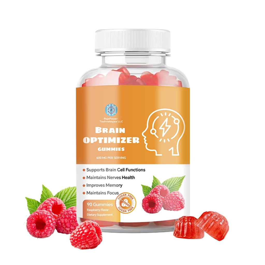 Gummies - Brain Supplement for Memory, Focus & Attention - Cognitive Support with Magnesium, Omega 3, Ashwagandha - 90 Count Raspberry Flavor