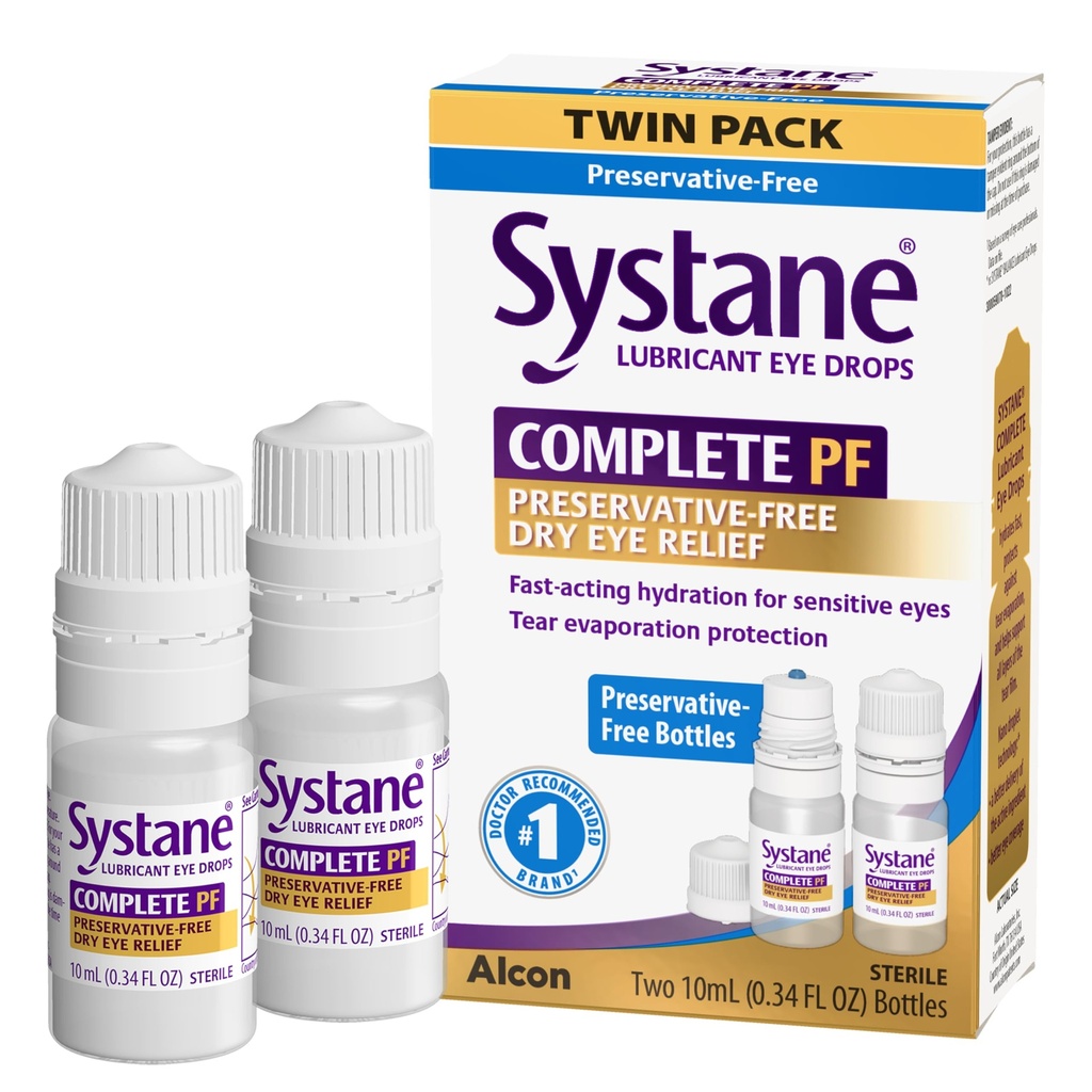 Systane COMPLETE PF Multi-Dose Preservative Free Dry Eye Drops 0.34 Fl Oz, 2 count (pack of 1) (Packaging may vary)