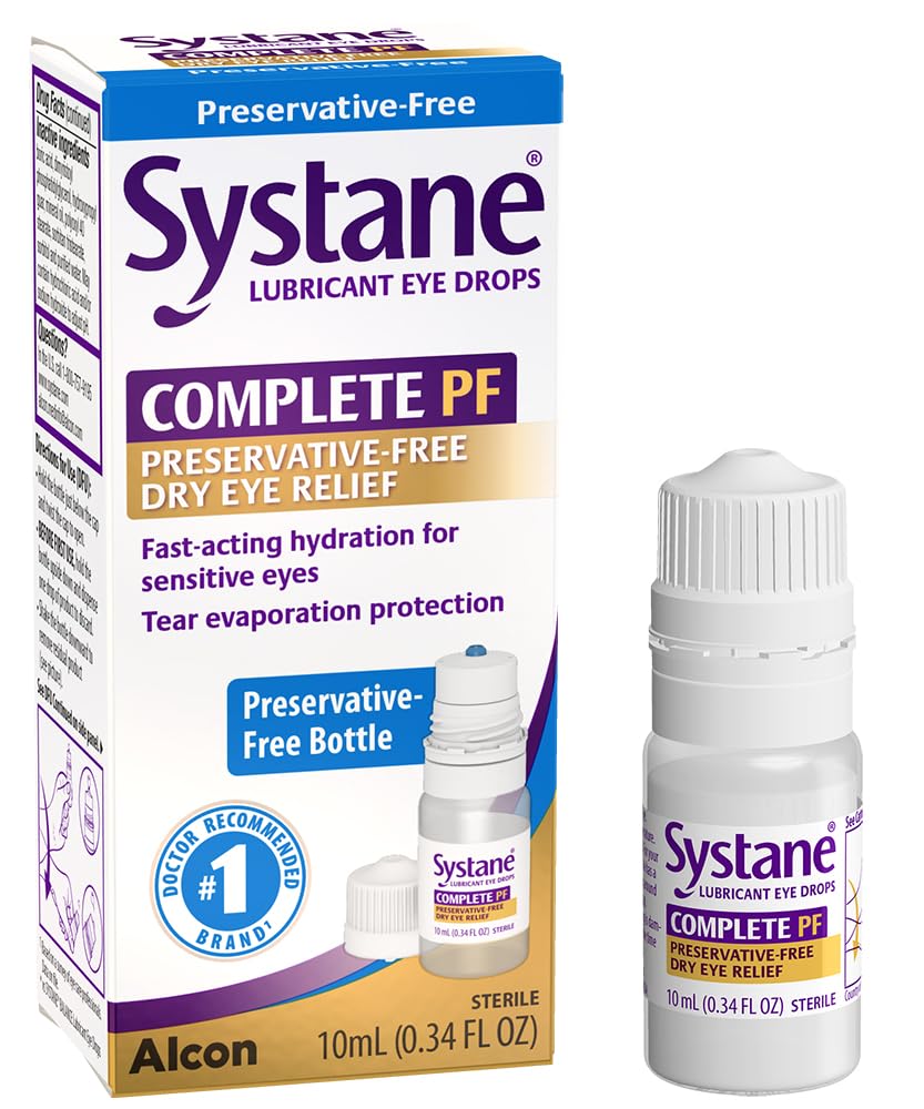 Systane COMPLETE Preservative Free Dry Eye Drops, 0.34 fl oz, Contains Propylene Glycol 0.6%, Multi-Dose Lubricating Eye Drops for Irritation & Dryness, Hydrating & Soothing