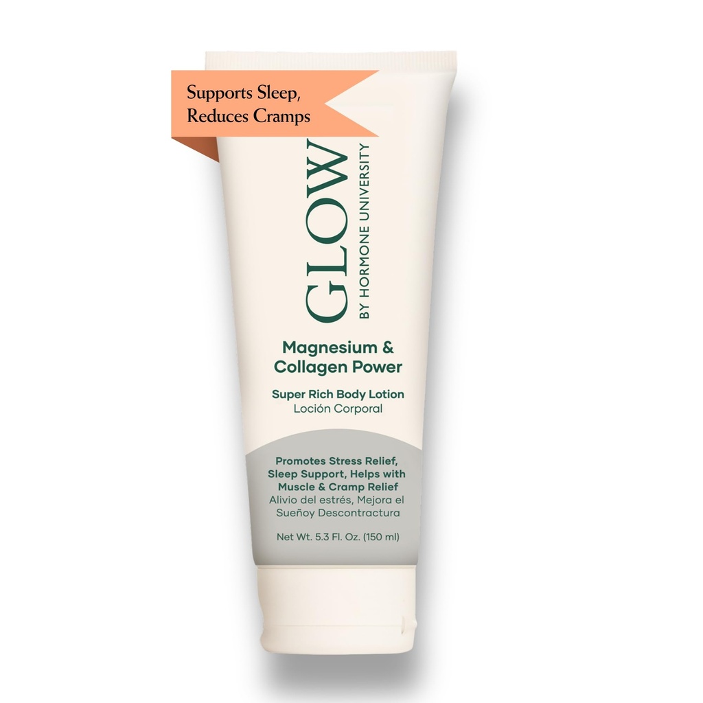 Glow Botanica Magnesium Lotion with Collagen - Sleep Support Magnesium Cream with High Concentration Zechstein Magnesium - Effective Muscle Cramps Relief and Calming Lotion - 5.3 Oz, 1 Pack