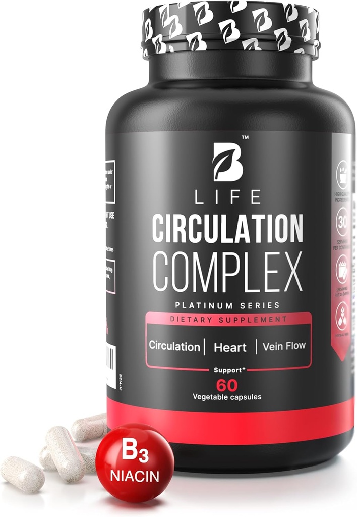 Butcher's Broom, Horse Chestnut, L-Arginine and Resveratrol, Circulation Complex TEN 180 Caps - 45 Days TEN Made in USA by B Life. (CirculationUSA)