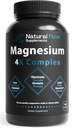 Natural Flow 4X Magnesium Supplement, Magnesium Glycinate, Taurate, Malate, Orotate Complex, Calm Sleep and Cramp Support Blend, No Mag Citrate or Oxide, 120 Capsules