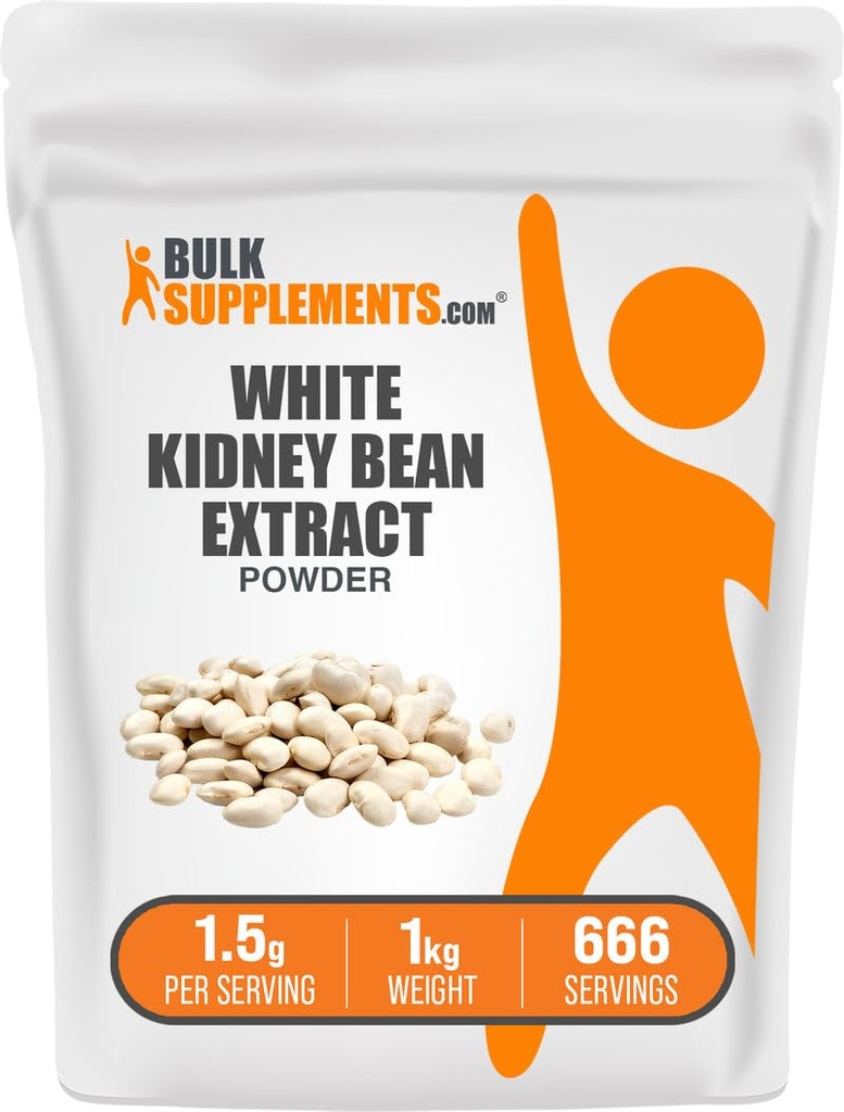 BulkSupplements.com White Kidney Bean Extract Powder - White Kidney Bean Powder - Herbal Supplement - Gluten Free, 1.5g per Serving, 1kg (2.2 lbs) (Pack of 1)
