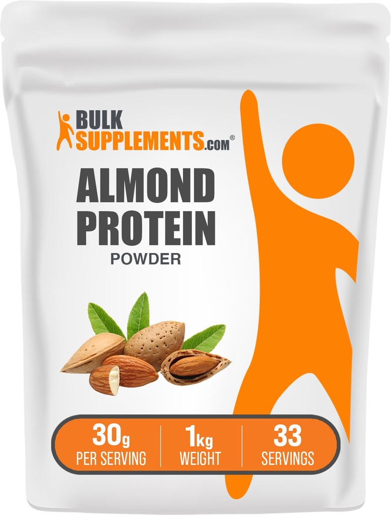 BulkSupplements.com Almond Protein Powder - Plant Based Protein, Almond Powder - Vegan, Gluten Free, & No Sugar, 30g per Serving, 1kg (2.2 lbs) (Pack of 1)