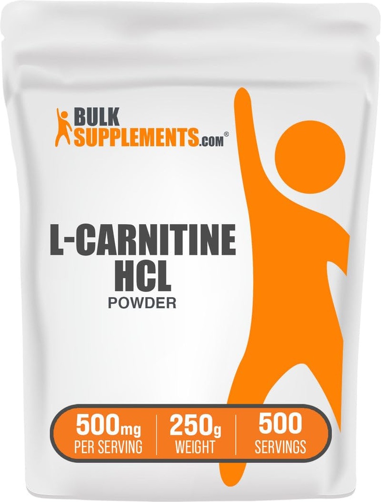 BulkSupplements.com L-Carnitine HCl Powder - Carnitine Supplement, Carnitine Powder, L-Carnitine 500mg - Unflavored & Gluten Free, 500mg per Serving, 250g (8.8 oz) (Pack of 1)