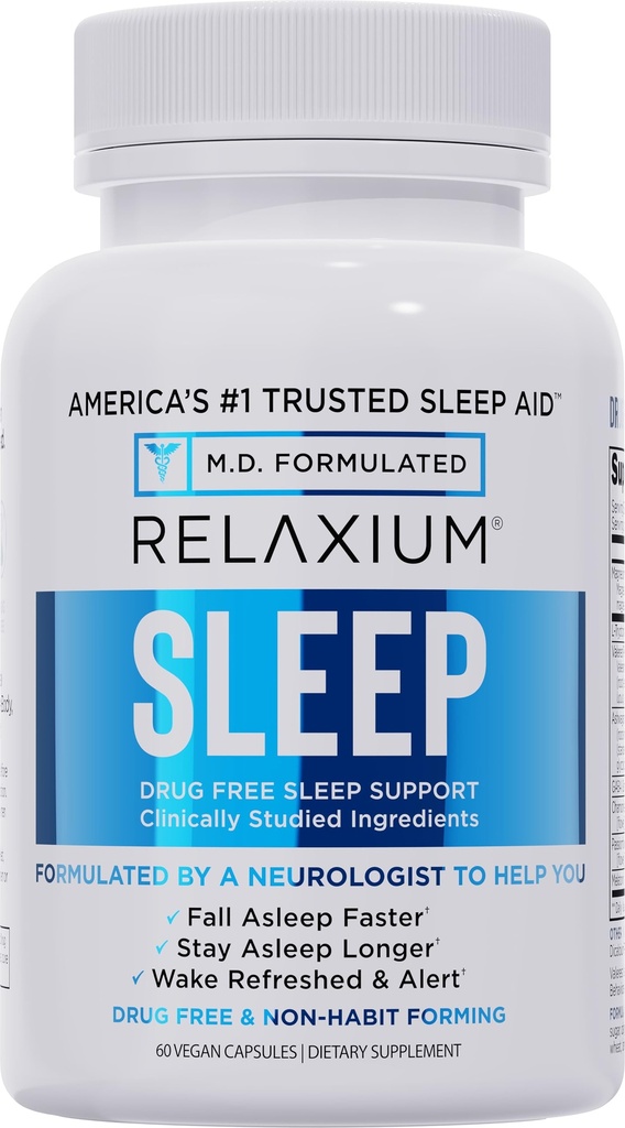 Relaxium Sleep Aid for Adults - Melatonin 5mg with Magnesium Glycinate, Valerest & Ashwagandha - Non-Habit Forming Sleep Support for Falling Asleep & Staying Asleep (30-Day Supply)