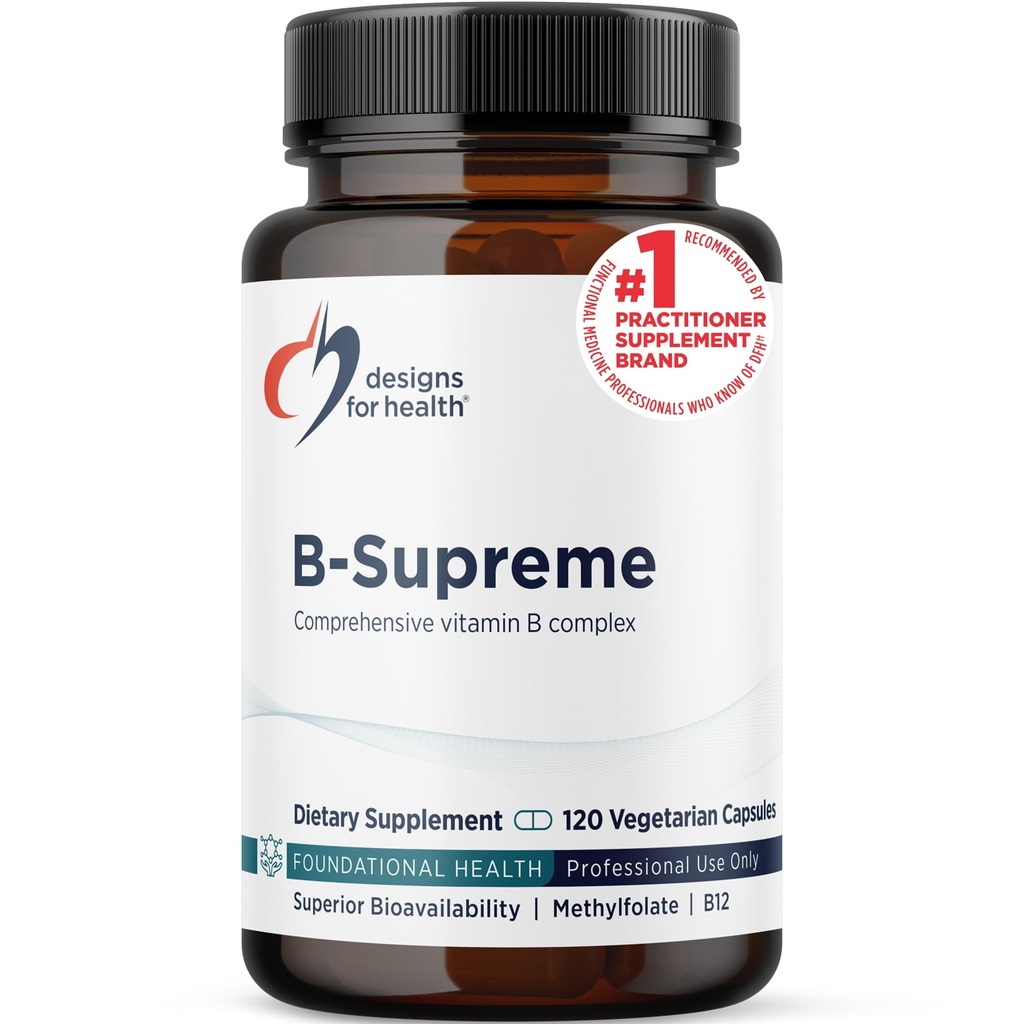 Designs for Health Methylated Vitamin B Complex - Vitamin B Supplements with B12 Vitamins, B1, B3, Niacin, B6, Folate & Biotin - Supports Metabolic and Heart Health, Mood & Energy* (120 Capsules)