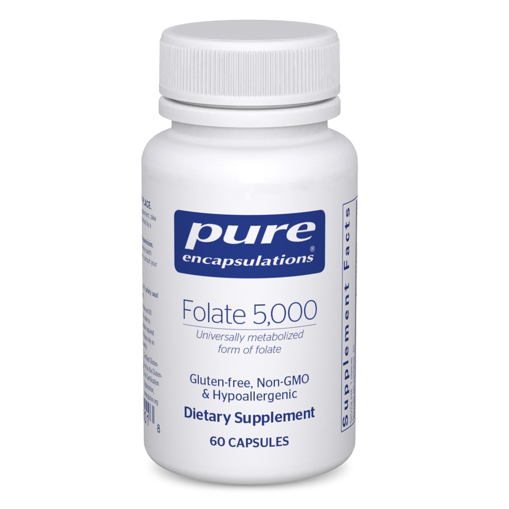 Pure Encapsulations - Folate 5,000 - Activated Vitamin B9 as 5-Methyltetrahydrofolate (5-MTHF) - 60 Capsules