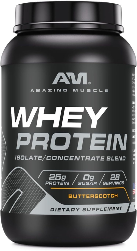 Increíble musculo Whey Protein Isolate " Concentrate Supplement TEN 25 G per Serving TENIDO 2 LB (0,90 Kg) TENIDO NO-GMO ANTE Gluten-Free Butterscotch Flavor