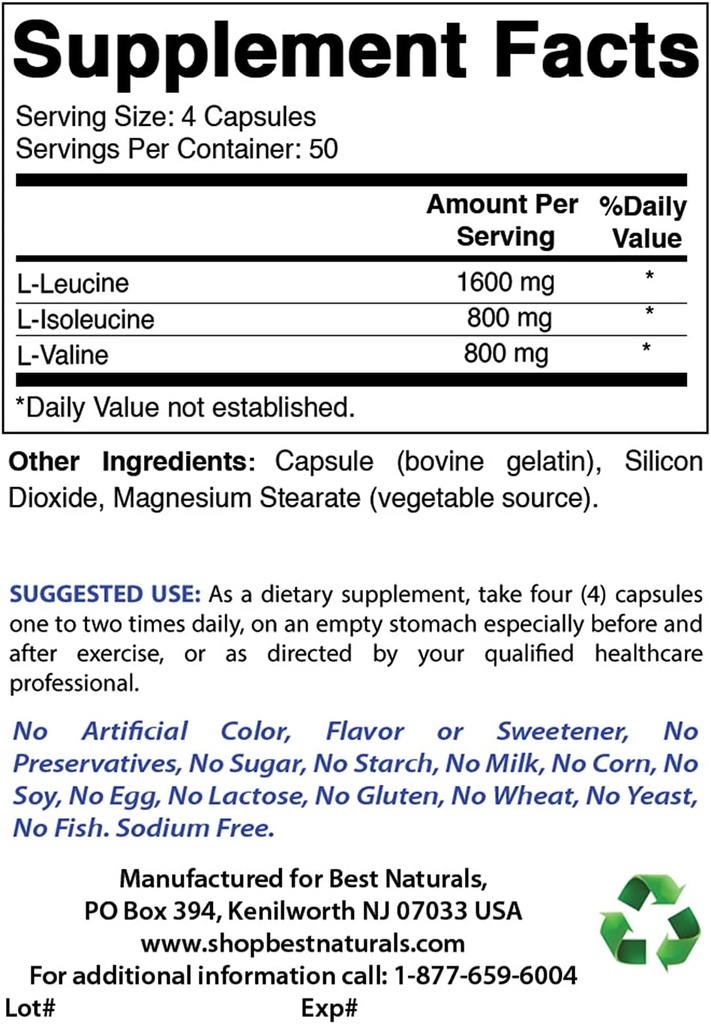 Best Naturals BCAA 3200mg &amp; B-100 Complejo