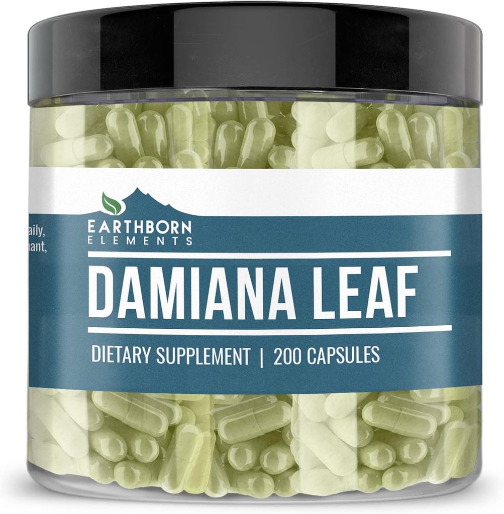 Elementos terrestres Damiana Leaf 200 Capsules, Puro ' Undiluted, No Additives