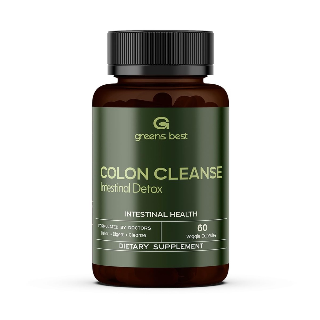 GREEN'S BEST Colon Cleanse Capsules – Advanced Digestive Support & Natural Detox – with Probiotics, Senna, Aloe Ferox & Fiber for Gut Health & Regularity – 60 Veggie Capsules