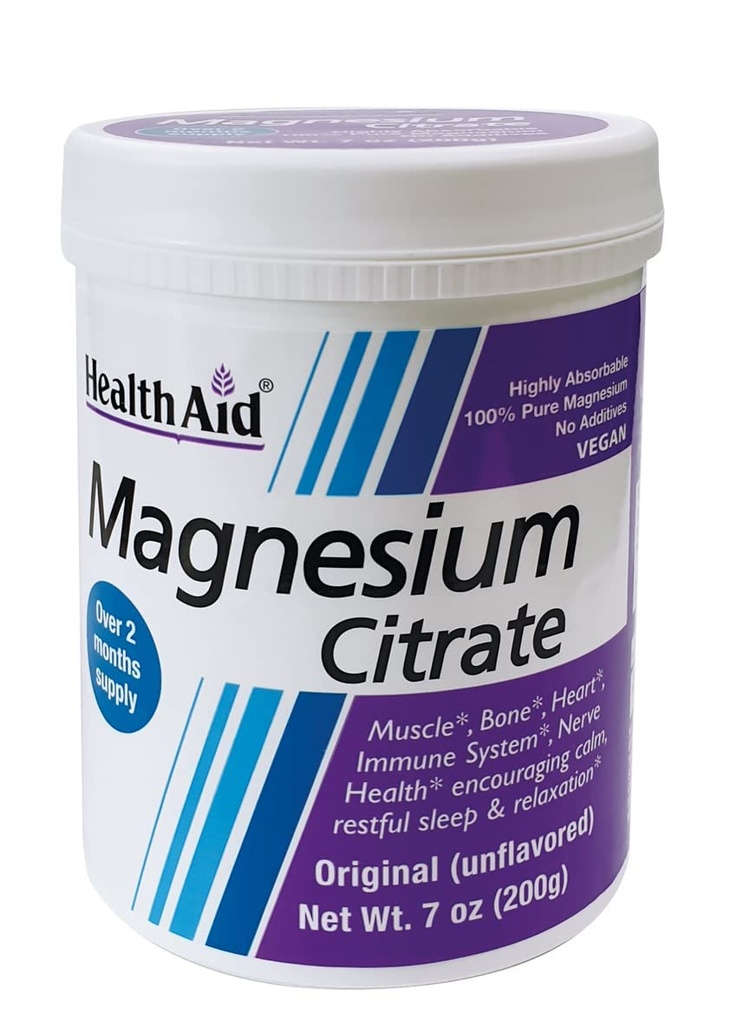 Magnesium Citrate Powder – 200g (Approx. 80 Servings) | High Absorption Magnesium for Muscle, Nerve & Electrolyte Support – Unflavored, Easy Mix