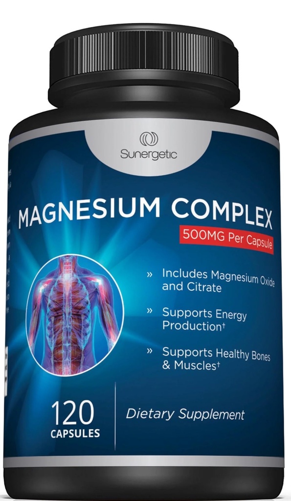 Premium Magnesium Citrate Capsules – Powerful 500mg Magnesium Oxide & Citrate Supplement – Helps Support Healthy Bones, Muscles, Teeth, Energy & Relaxation – 120 Vegetable Capsules