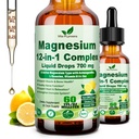12-in-1 Magnesium Complex Liquid Drops, Chelated Magnesium Citrate Glycinate Taurate Malate Aspartate w. Ashwagandha Theanine D3 & Zinc for Relaxation Sleep Immune Health & Muscle Function丨Women Men.