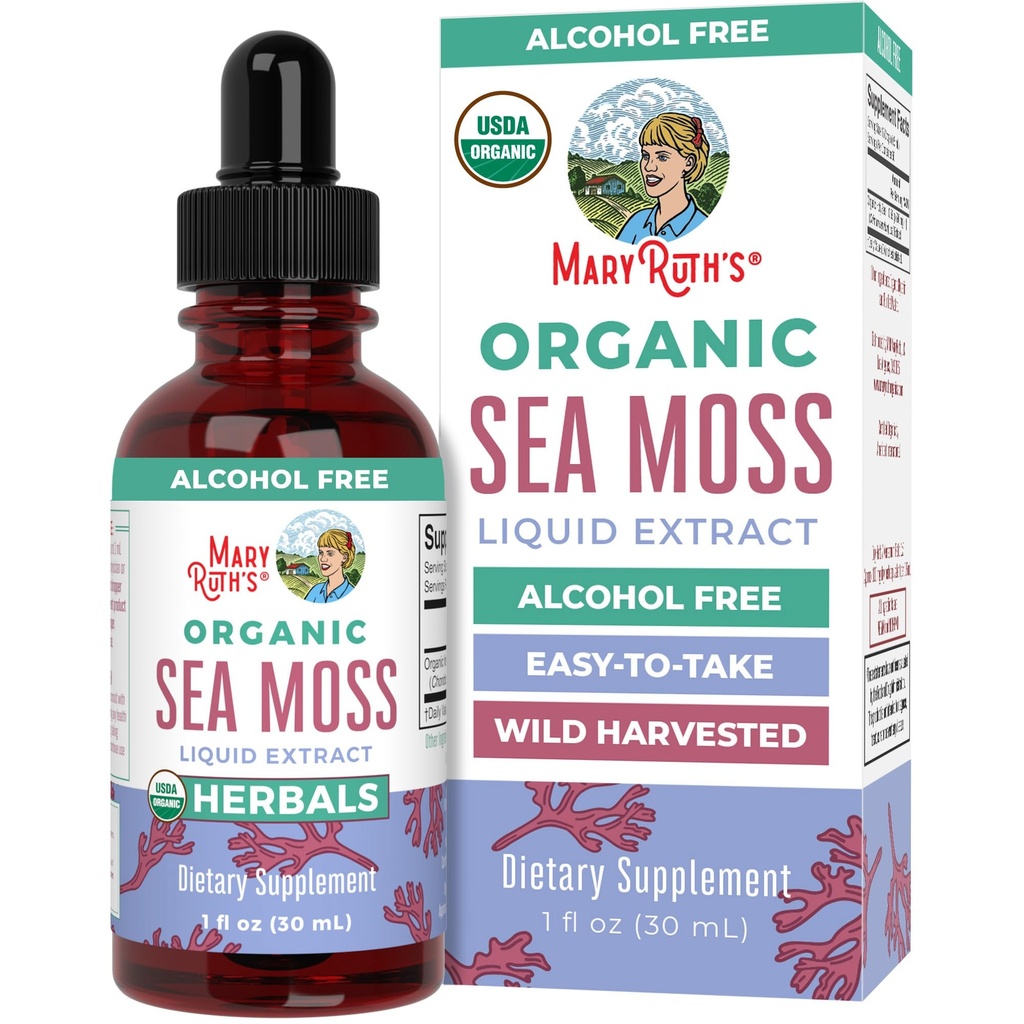 MARYRUTH'S Organic Irish Sea Moss Liquid Drops | Chondrus Crispus | Wild Harvested | Organic Irish Moss Formulated for Adults & Kids Ages 14+ | Unflavored | Sugar Free | Vegan | Non-GMO | 1 Fl Oz